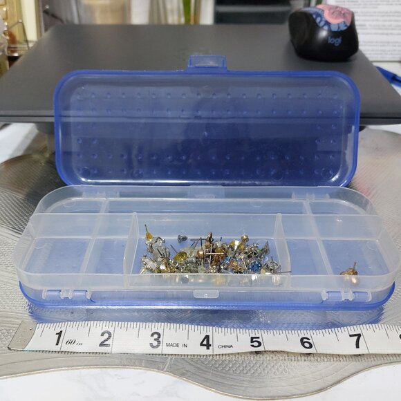 Pencil Clear Blue Organizer Jewelry Box Opens On BOTH SIDES with Compartments - Picture 3 of 10